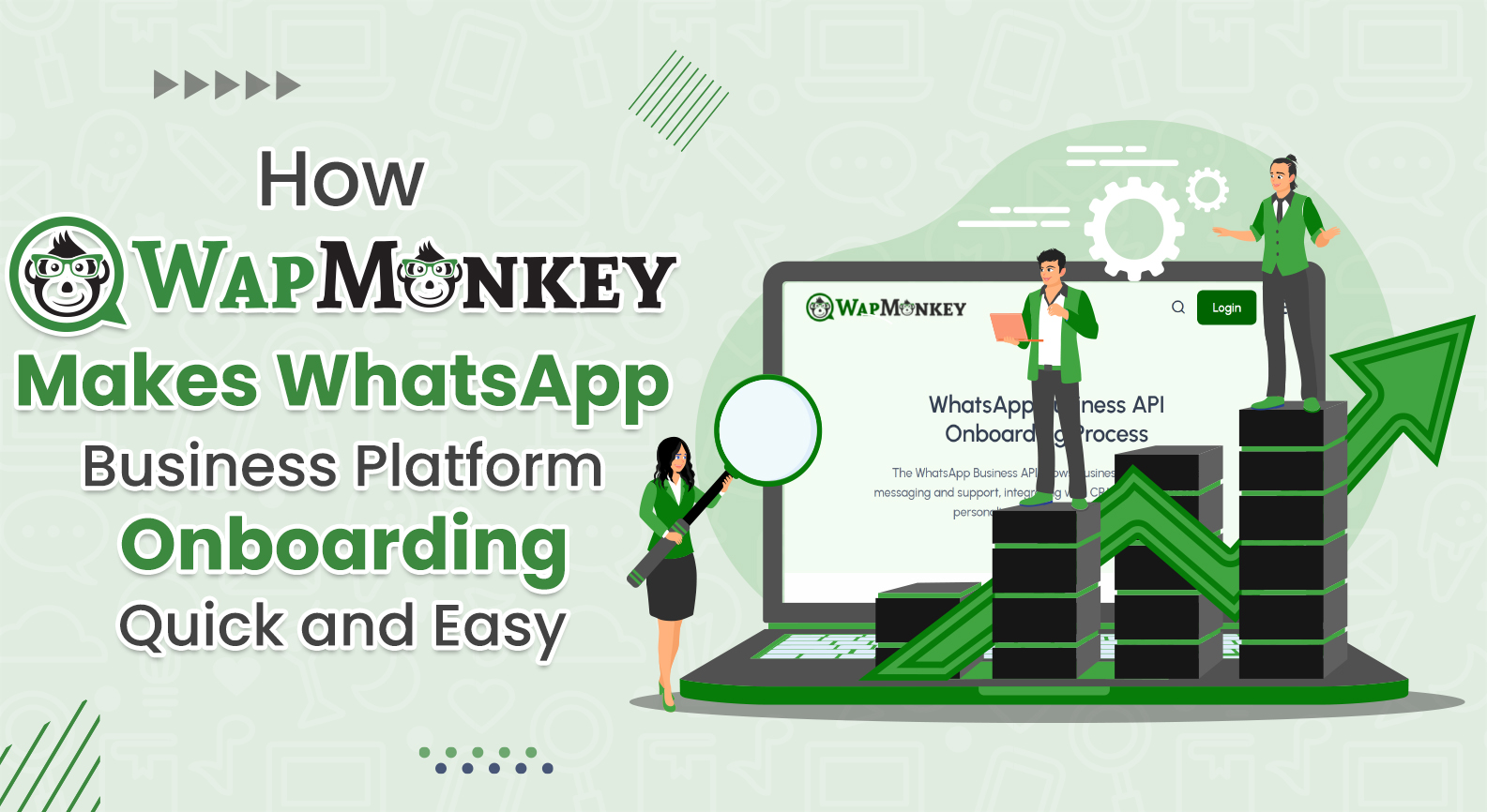 WapMonkey dashboard showing WhatsApp onboarding flow